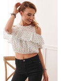 Cremefarbene kurze Bluse mit Tupfen 21521 – Online-Shop – Boutique